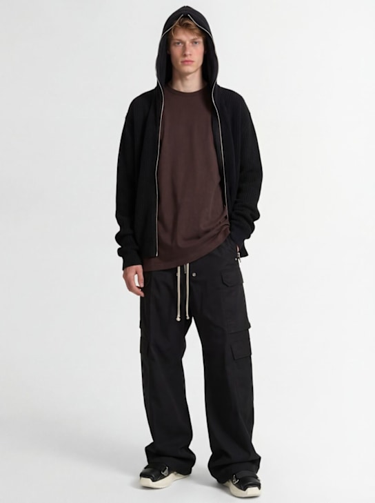 Rick Owens: Zipped wool hoodie - Black - men_1 | Luisa Via Roma