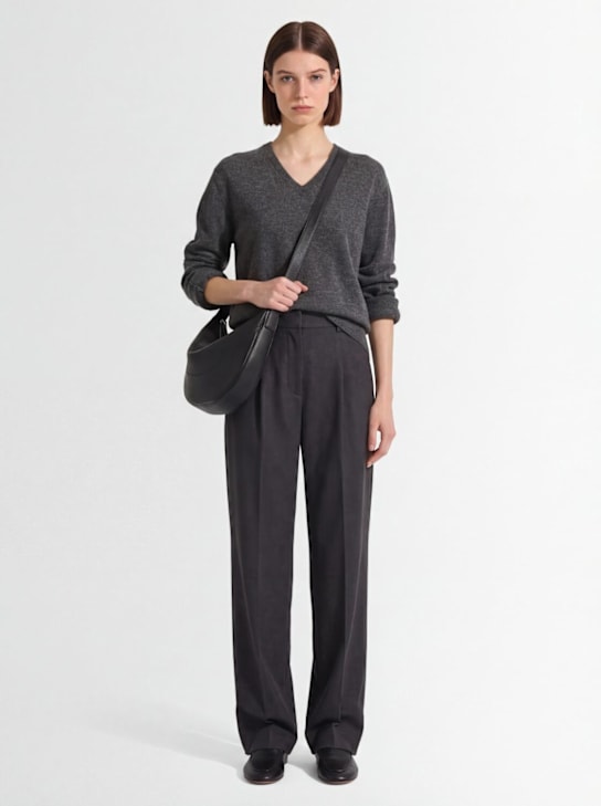 Blazé Milano: Fox wool straight pants - Grey - women_1 | Luisa Via Roma