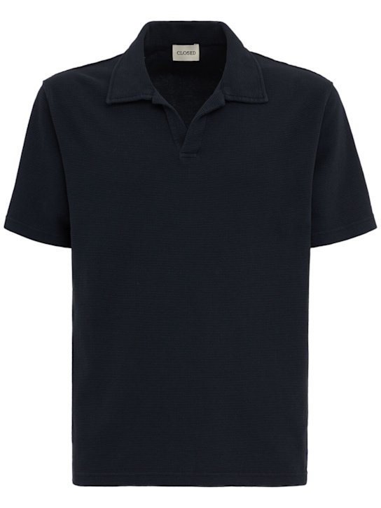 Closed: Short sleeve cotton polo shirt - 午夜黑 - men_0 | Luisa Via Roma