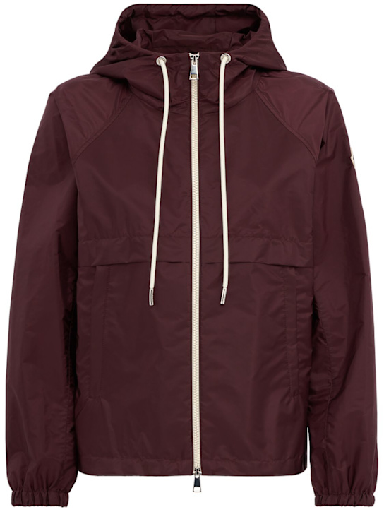 Moncler: Coquelicot hooded nylon casual jacket - Burgundy - women_0 | Luisa Via Roma