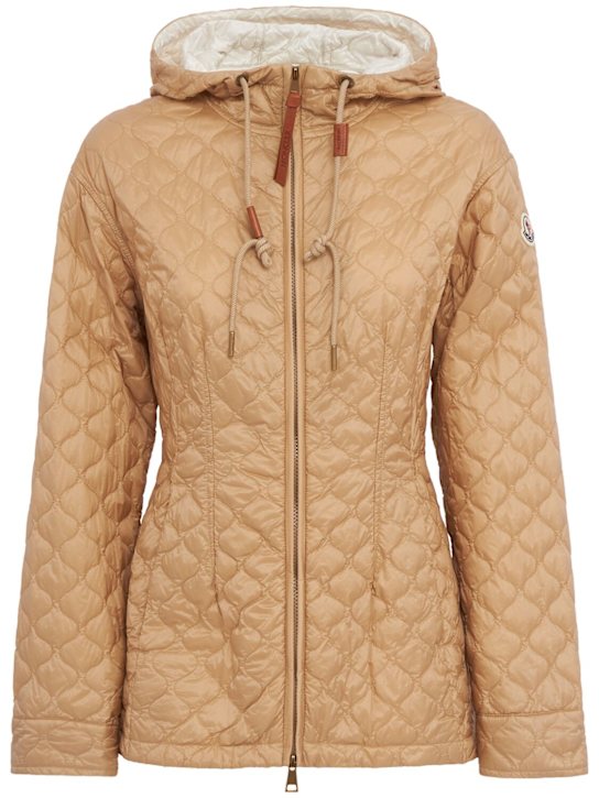 Moncler: Arum hooded nylon down jacket - Beige - women_0 | Luisa Via Roma