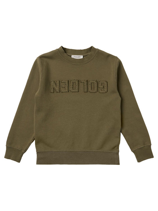 Golden Goose: Cotton sweatshirt - 绿色 - kids-boys_0 | Luisa Via Roma
