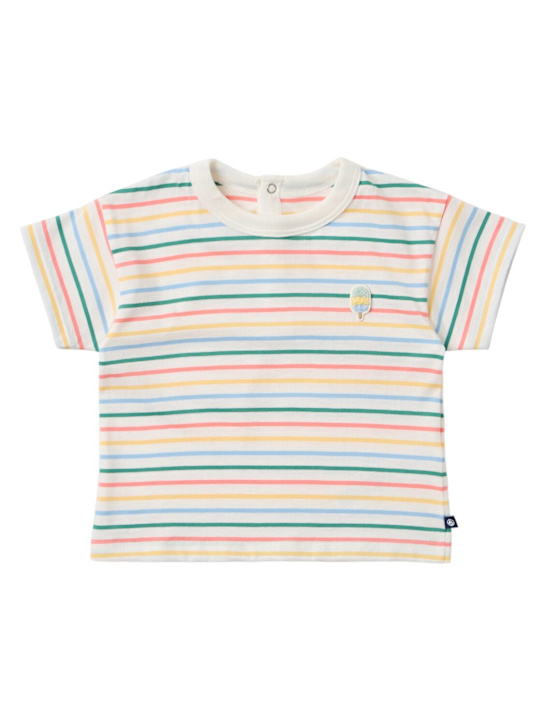 Petit Bateau: Striped cotton jersey t-shirt - Bei/Multi - kids-boys_0 | Luisa Via Roma