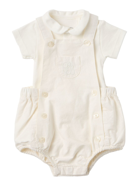 Petit Bateau: Cotton blend bodysuit & overalls - 白色 - kids-girls_0 | Luisa Via Roma