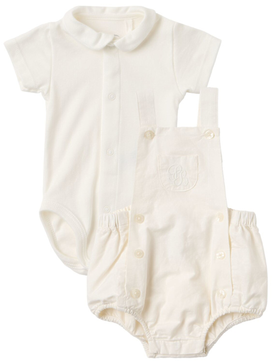 Petit Bateau: Cotton blend bodysuit & overalls - 白色 - kids-girls_1 | Luisa Via Roma