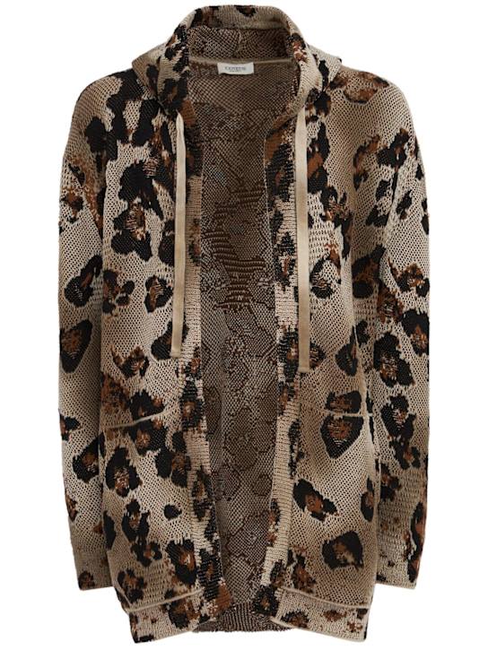 Laneus: Knitted cotton blend zip-up hoodie - Brown - men_0 | Luisa Via Roma