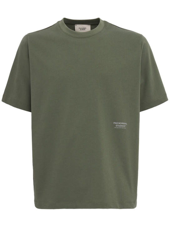 Pas Normal: Relaxed fit short sleeve t-shirt - Dark Celeste - men_0 | Luisa Via Roma