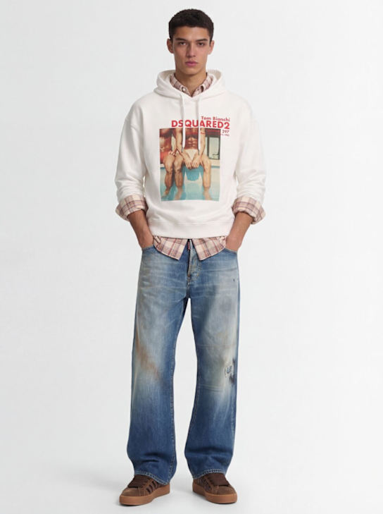 Dsquared2: Relaxed fit连帽卫衣 - 白色 - men_1 | Luisa Via Roma