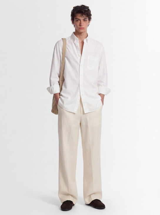 Laneus: 粘纤&亚麻长裤 - 奶油色 - men_1 | Luisa Via Roma