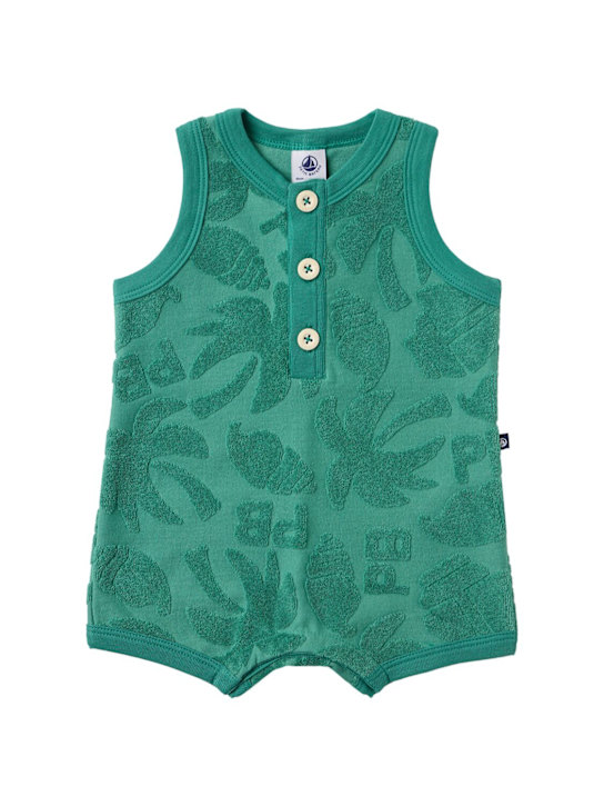 Petit Bateau: Cotton jersey romper - 绿色 - kids-girls_0 | Luisa Via Roma