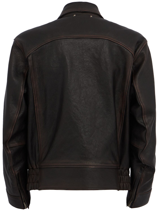 Golden Goose: Journey leather bomber jacket - Port Royale - men_1 | Luisa Via Roma