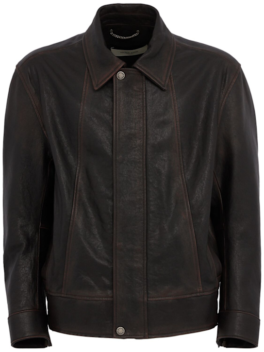 Golden Goose: Journey leather bomber jacket - Port Royale - men_0 | Luisa Via Roma