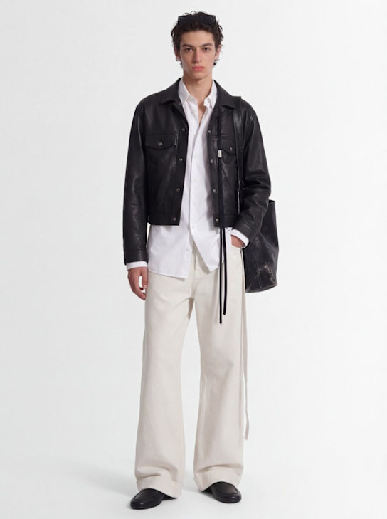 Ann Demeulemeester: Raf 5-pocket standard leather jacket - Black - men_1 | Luisa Via Roma