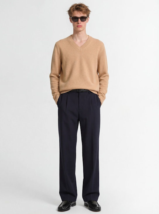 The Core: Vネック ウールセーター - ベージュ - men_1 | Luisa Via Roma