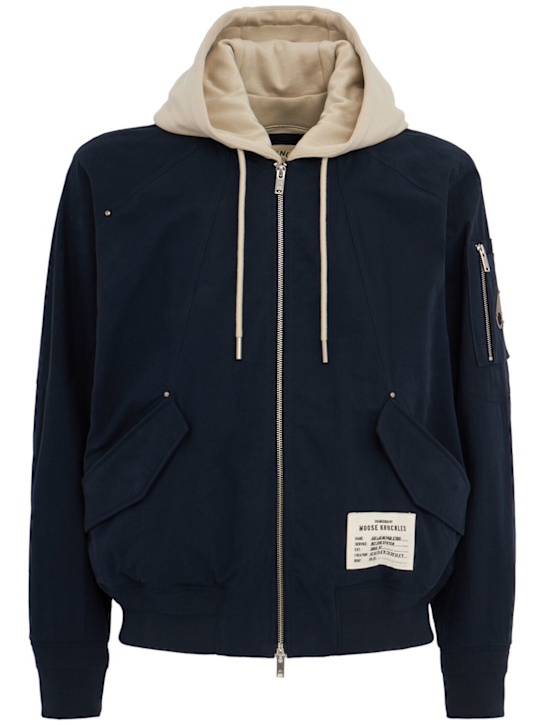 Moose Knuckles: Sylark bomber jacket - Navy/Alabaster - men_0 | Luisa Via Roma