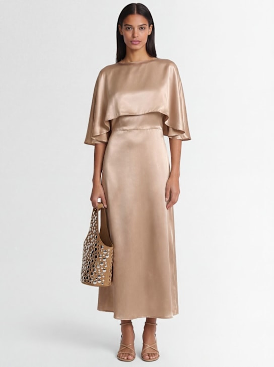 Fabiana Filippi: 2-piece satin midi dress - Dark Beige - women_1 | Luisa Via Roma
