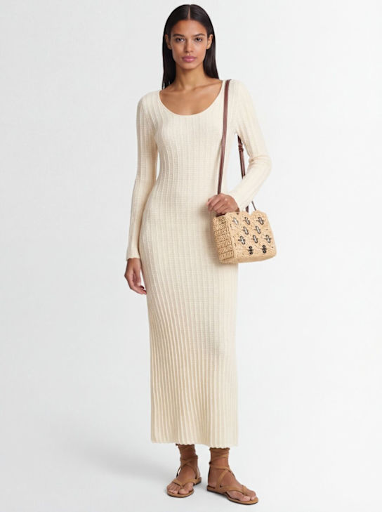 Fabiana Filippi: Langes Kleid aus Baumwollnetz - Weiß - women_1 | Luisa Via Roma