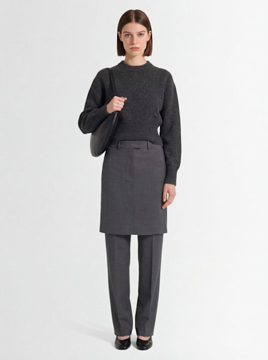 Proenza Schouler: Randi水煮昂毛混纺圆领毛衣 - 灰色 - women_1 | Luisa Via Roma