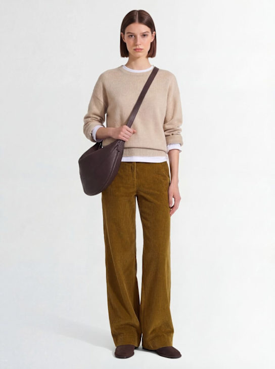 Proenza Schouler: Pantalones anchos de pana - Café - women_1 | Luisa Via Roma