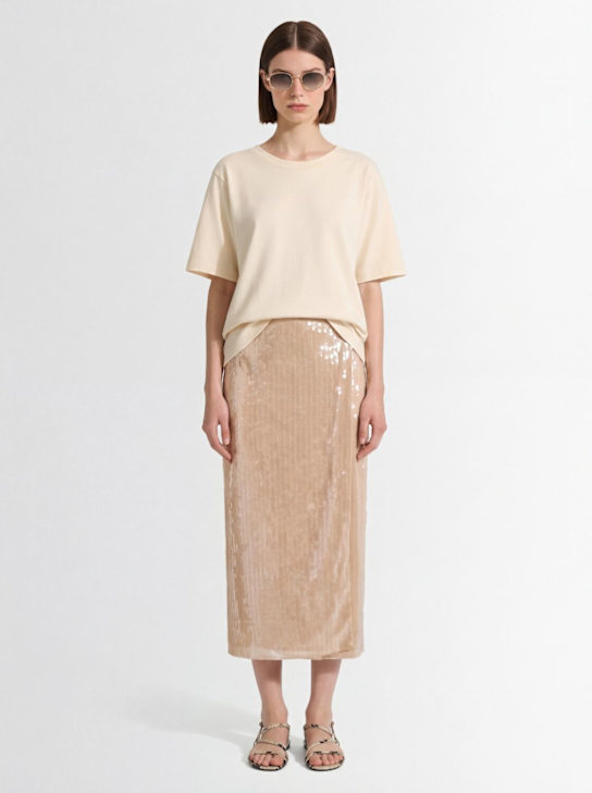 Fabiana Filippi: Sequined midi skirt - Beige - women_1 | Luisa Via Roma