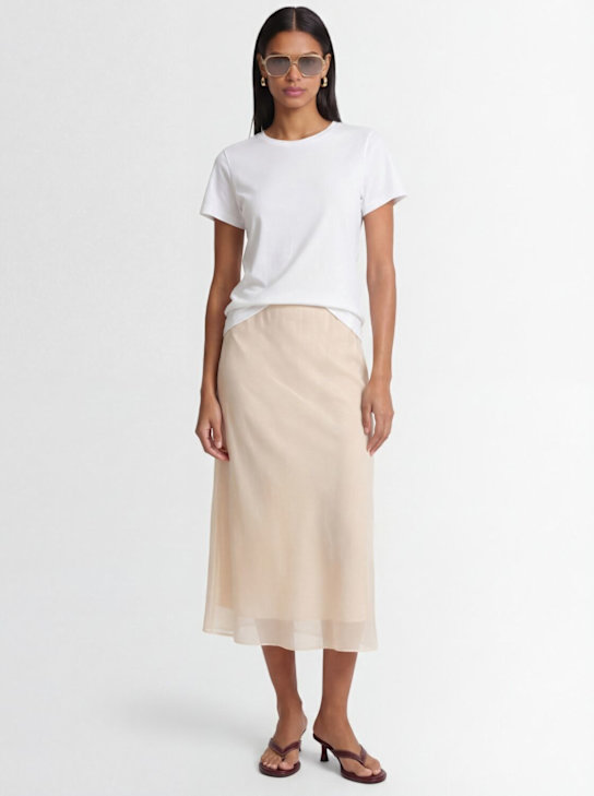 Fabiana Filippi: Poly blend a-line midi skirt - White - women_1 | Luisa Via Roma