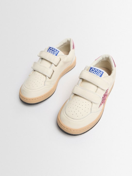 Golden Goose: Super-Star leather sneakers - 白色/粉色 - kids-girls_1 | Luisa Via Roma