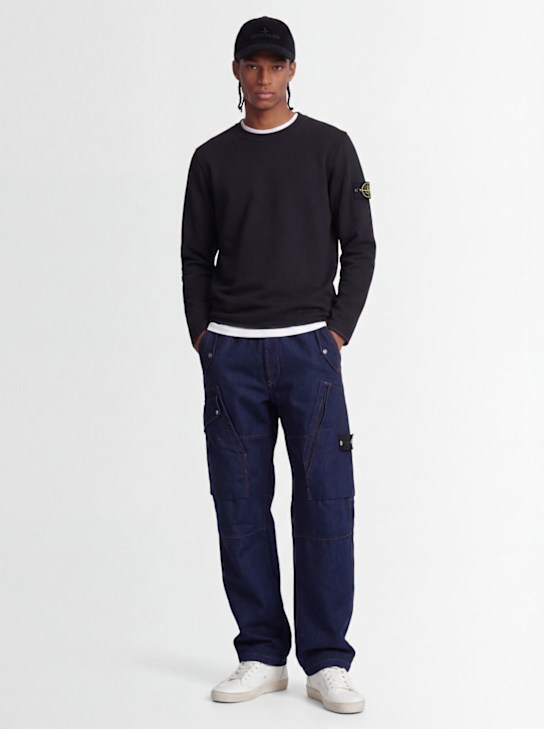 Stone Island: Sweat-shirt en coton - Noir - men_1 | Luisa Via Roma