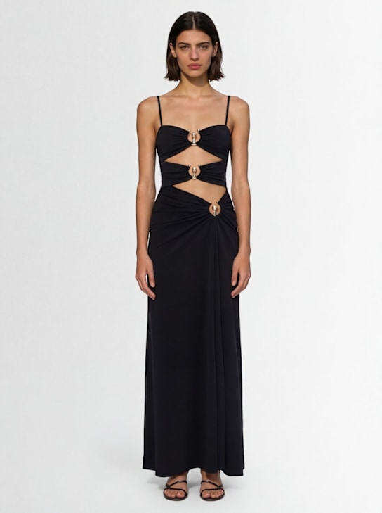 Christopher Esber: Orbit ruched split dress - Black - women_1 | Luisa Via Roma