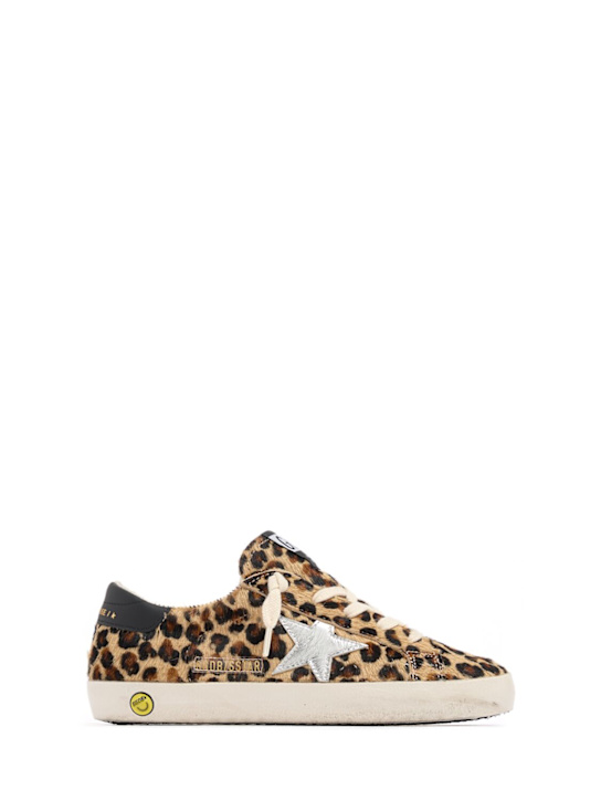 Golden Goose: Super-Star leather sneakers - 棕色/黑色 - kids-girls_0 | Luisa Via Roma