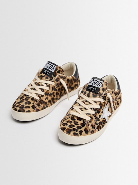Golden Goose: Super-Star leather sneakers - 棕色/黑色 - kids-girls_1 | Luisa Via Roma