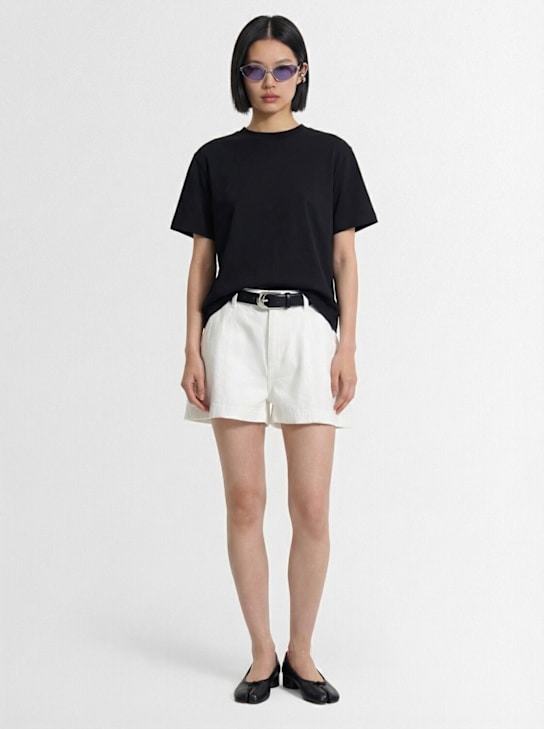 Sacai: Denim shorts - 米白色 - women_1 | Luisa Via Roma