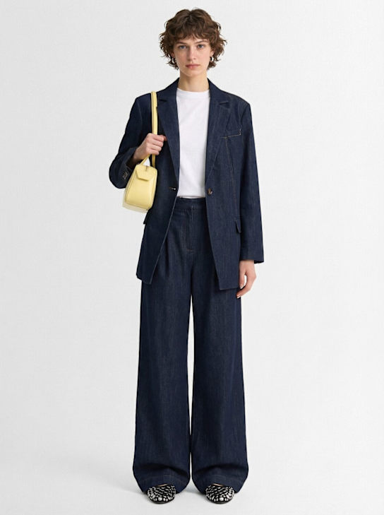 Gestuz: Elli mid waist denim wide pants - Bleu Foncé - women_1 | Luisa Via Roma