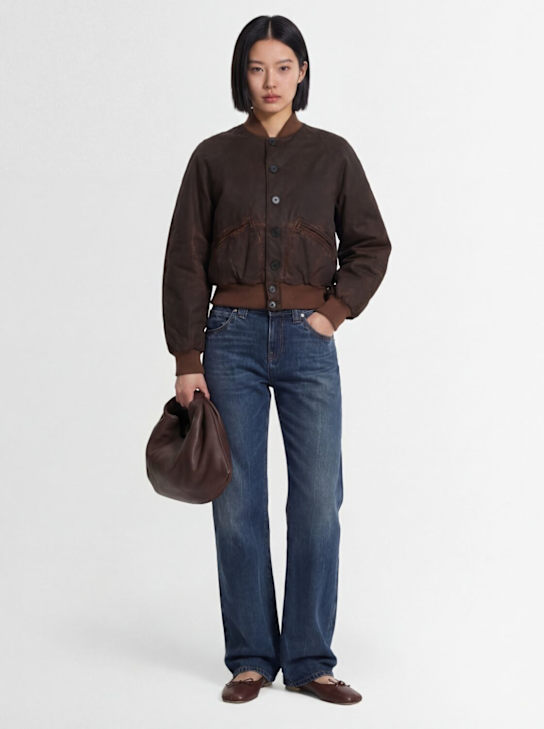 MM6 Maison Margiela: Washed cotton viscose satin bomber - Brown - women_1 | Luisa Via Roma