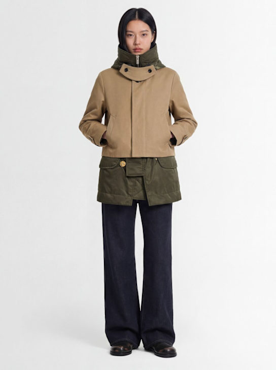Sacai: Cotton blend casual jacket - Beige - women_1 | Luisa Via Roma