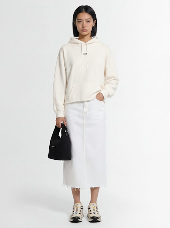 MM6 Maison Margiela: Unbrushed jersey hooded sweatshirt - White - women_1 | Luisa Via Roma