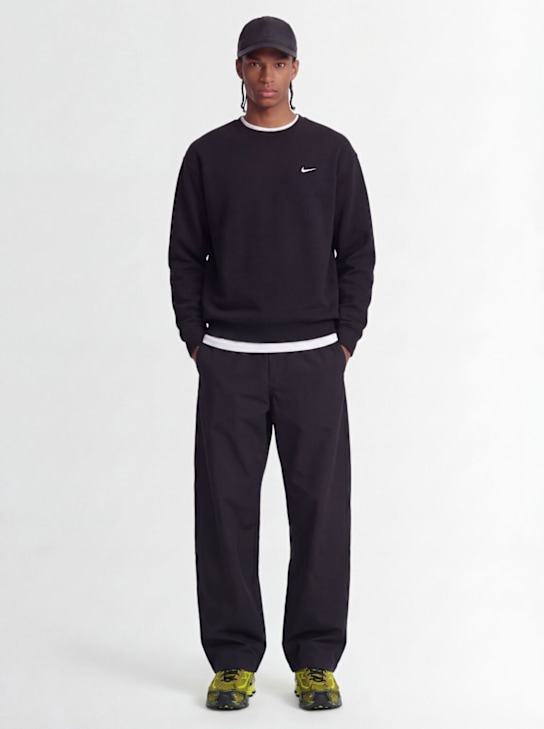 Nike: Life Fleece long sleeve t-shirt - Black/White - men_1 | Luisa Via Roma