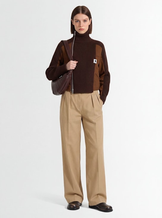 Sacai: Sacai x Carhartt Duck knit jacket - Brown - women_1 | Luisa Via Roma