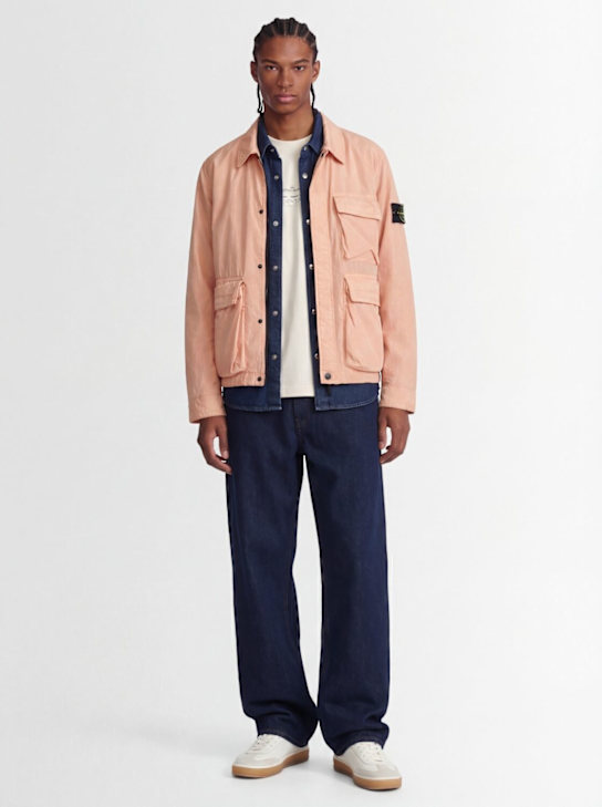 Stone Island: Logo nylon field jacket - Plaster Pink - men_1 | Luisa Via Roma