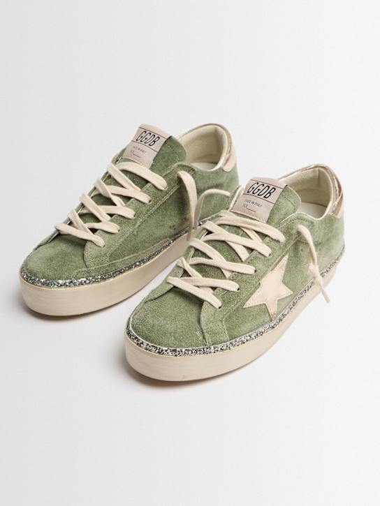 Golden Goose: Hi Star waxed suede sneakers - Military Green - women_1 | Luisa Via Roma