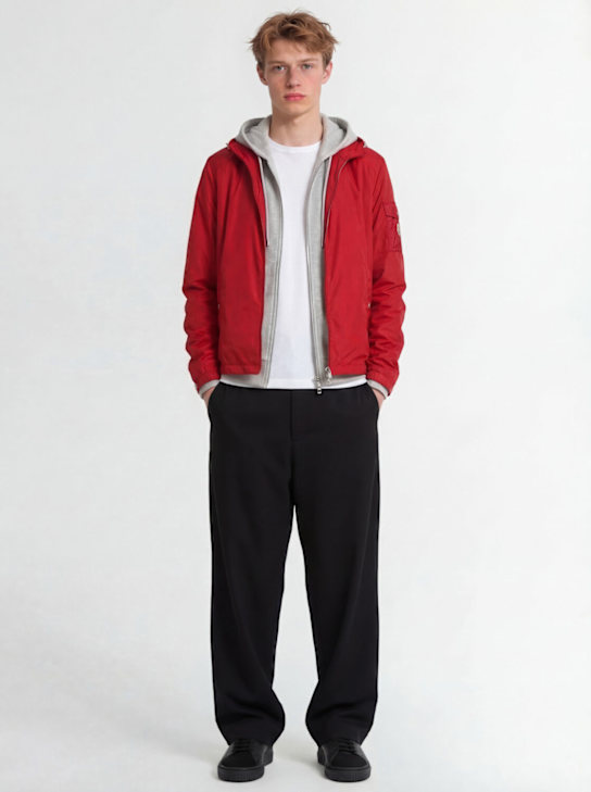 Moncler: Etiache nylon hooded rain jacket - Red - men_1 | Luisa Via Roma