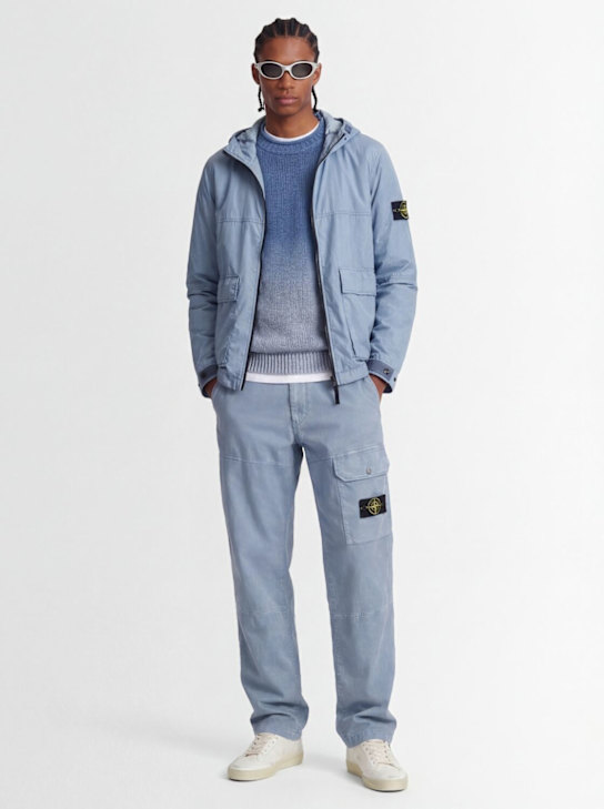 Stone Island: Logo patch nylon short parka - Dunkelblau - men_1 | Luisa Via Roma
