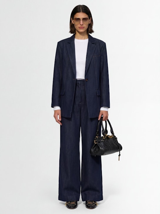 Gestuz: Elli cotton blend denim blazer - Bleu Foncé - women_1 | Luisa Via Roma