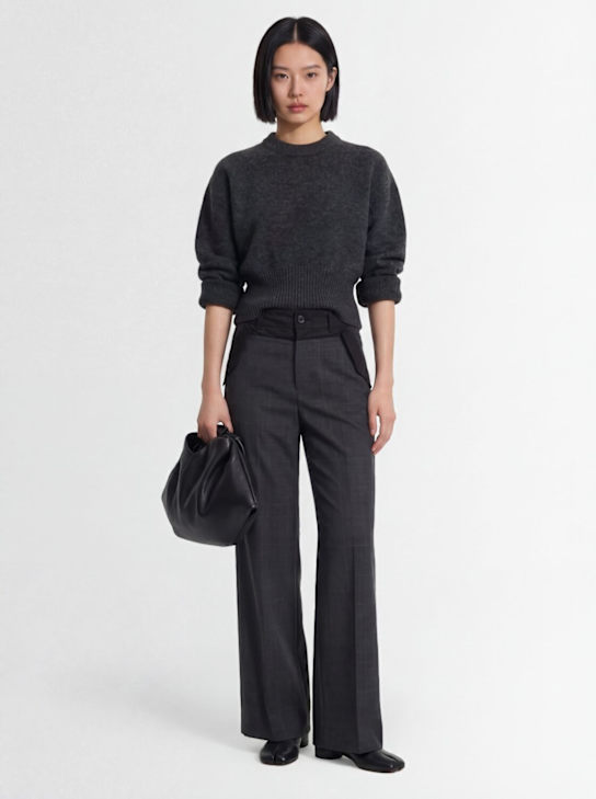Sacai: Check wide leg pants - Grey - women_1 | Luisa Via Roma
