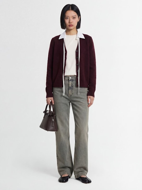 Maison Margiela: Wool blend cardigan - Burgundy - women_1 | Luisa Via Roma