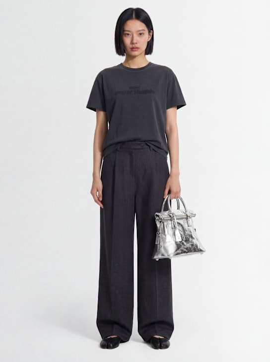 Maison Margiela: T-shirt en jersey de coton - Noir - women_1 | Luisa Via Roma