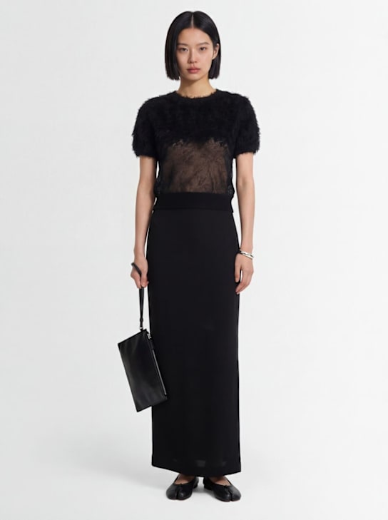 Maison Margiela: Hairy silk crewneck top - Black - women_1 | Luisa Via Roma