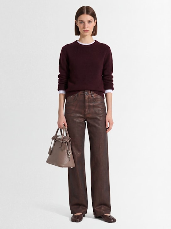 Maison Margiela: Wool knit crewneck sweater - Burgundy - women_1 | Luisa Via Roma