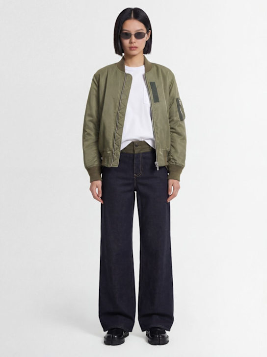 Sacai: Wide leg denim pants - Indigo/Khaki - women_1 | Luisa Via Roma