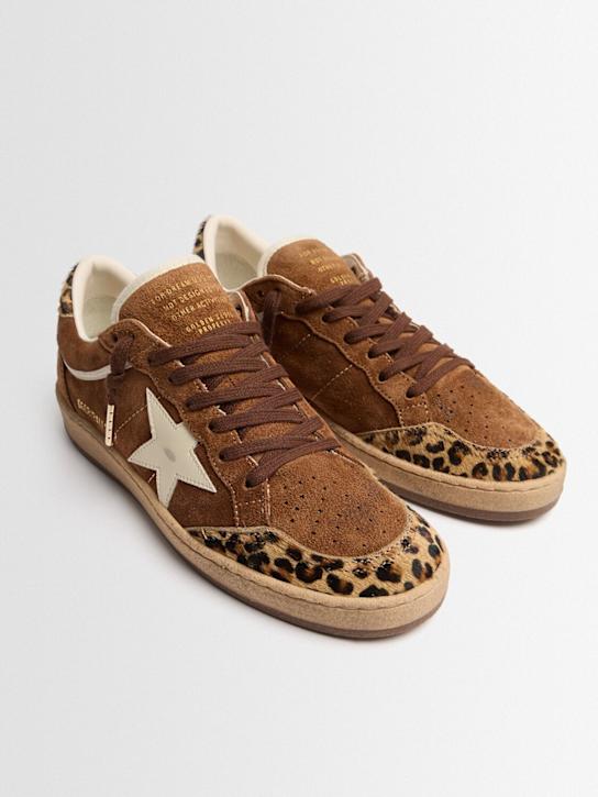 Golden Goose: Ballstar suede sneakers - Brown/Leo - women_1 | Luisa Via Roma