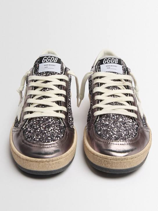 Golden Goose: Ballstar glittered sneakers - グレー/パープル - women_1 | Luisa Via Roma